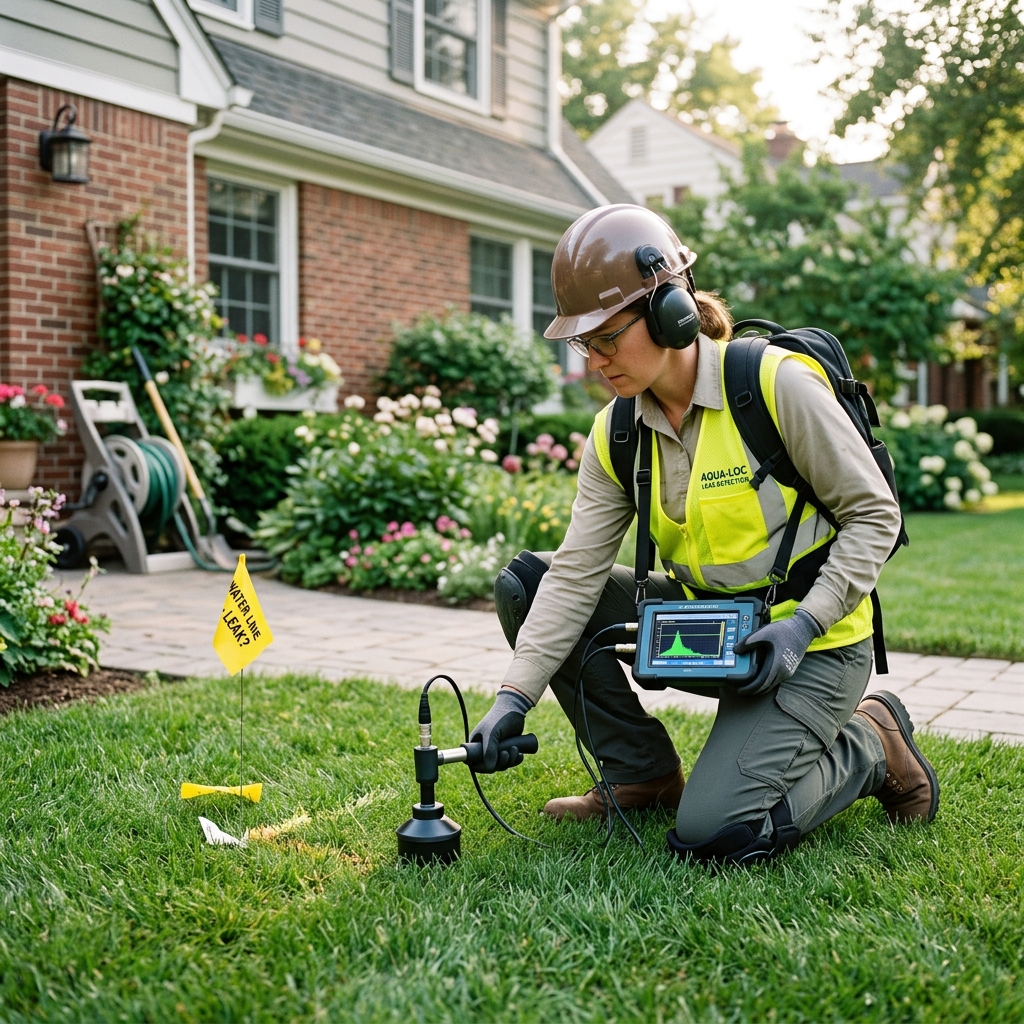 Plumber using digital moisture sensor to detect hidden water leak in Harlingen TX home
